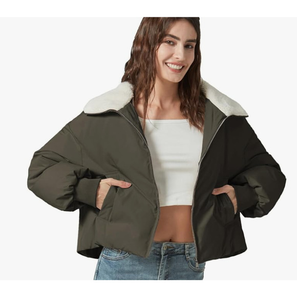 Women's Winter Down Puffer Jacket Cropped SIZE SMALL - Picture 1 of 5